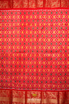 Red and Green Pochampally silk saree With ikat weaves and Floral zari woven border !!!