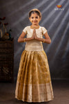 Mustard Yellow Tissue Cluster Traditional Pattu Pavadai Set for Girls