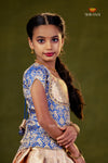 Blue Golden Tulip Traditional Pattu Pavadai Set for Girls