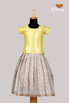 Yellow Patola Leheriya Just Born Pattu Pavadai For Babies