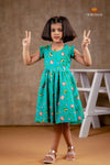 Ramar Green Chanderi Lotus Frock For Kids