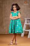 Ramar Green Chanderi Lotus Frock For Kids