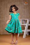 Ramar Green Chanderi Lotus Frock For Kids