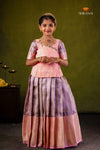 Pink Mango Bloom Traditional Pattu Pavadai Set for Girls
