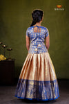 Blue Golden Tulip Traditional Pattu Pavadai Set for Girls