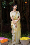Onam Gold Metallic Duo Half Saree | Lehenga For Girls