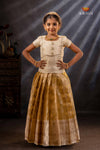 Mustard Yellow Tissue Cluster Traditional Pattu Pavadai Set for Girls