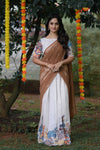 White Radhai Half Saree | Lehenga For Girls