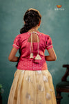 Half White Silver Bird Traditional Pattu Pavadai Set for Girls