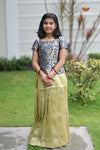 Navy Blue Onam brocade Traditional Pattu Pavadai Set for Girls