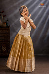 Mustard Yellow Tissue Cluster Traditional Pattu Pavadai Set for Girls
