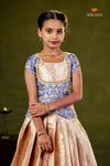 Blue Golden Tulip Traditional Pattu Pavadai Set for Girls