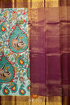 Ramer Green Floral Handloom Pure Kanjivaram Silk Kalamkari Saree !!!