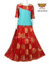 Red Peacock RangoliPattu Pavadai For Girls!!!