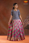 Grey Girls Peacock Leheriya Pattu Pvadai