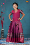 Girls Purple Bali Silk Pattu Pavadai | Langa