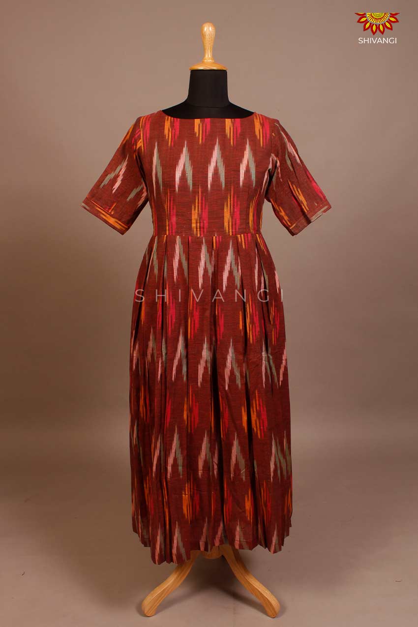 Van Roth Frock Brown Ikat Long Frock For Teenage Girls