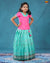 Ramar Green Chanderi Floral pattu pavadai For Kids !!!