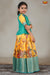 Yellow and Blue combo girls pattu pavadai designs online shopping with shivangi