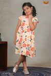 Girls Hakoba Cotton Frock-Orange