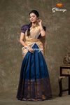 Navy Blue Metalic Honey Comb Half Saree For women !!!