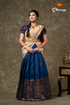 Navy Blue Metalic Honey Comb Half Saree For women !!!
