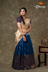 Navy Blue Metalic Honey Comb Half Saree For women !!!