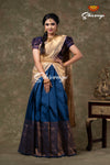 Navy Blue Metalic Honey Comb Half Saree For women !!!