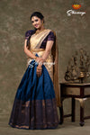 Navy Blue Metalic Honey Comb Half Saree For women !!!