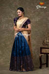 Navy Blue Metalic Honey Comb Half Saree For women !!!