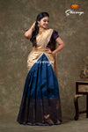 Navy Blue Metalic Honey Comb Half Saree For women !!!