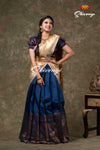 Navy Blue Metalic Honey Comb Half Saree For women !!!