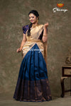 Navy Blue Metalic Honey Comb Half Saree For women !!!