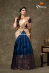 Navy Blue Metalic Honey Comb Half Saree For women !!!