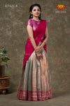 Girls Green Silver Fenze Half Saree | Langa Davani
