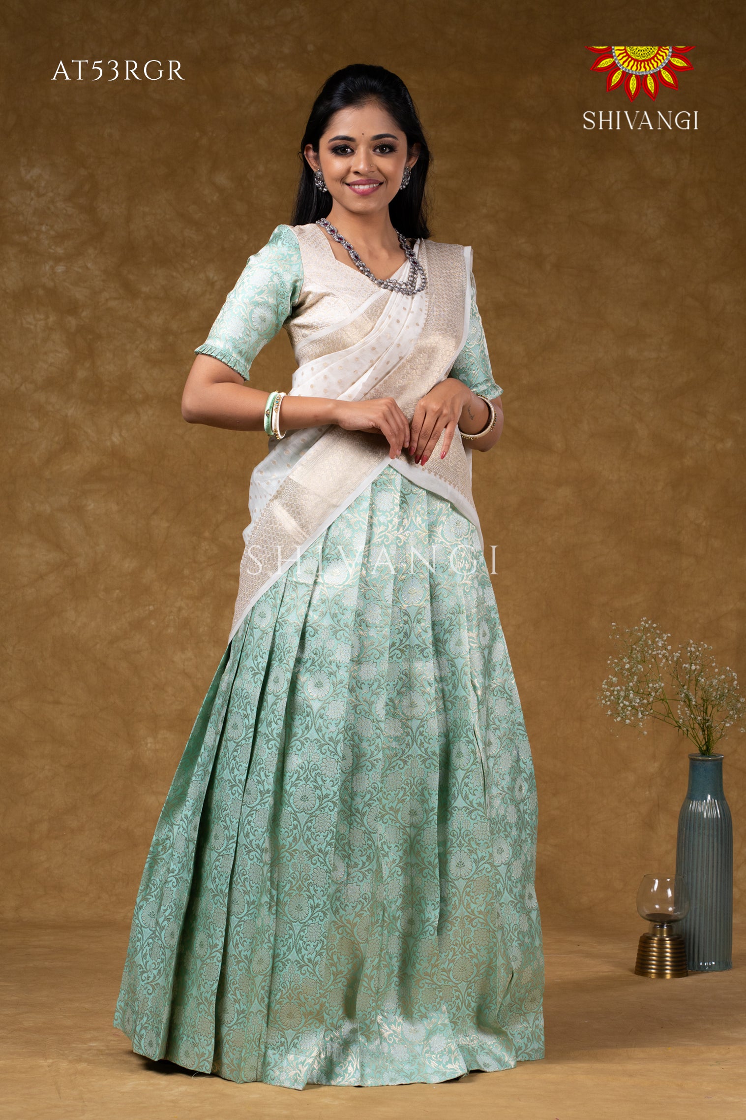 Traditional pattu half saree | Fancy blouse designs, Wedding saree blouse  designs, Half saree designs