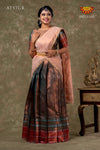 Girls Green Bali Silk Half Saree | Langa Davani
