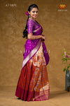 Traditional Pink Lotus Half Saree Langa Davani for Girls