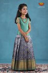 Grey Moroccan Link Pattu Pavadai For Girls !!!