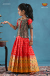 Red Floral Bandhini Pavadai Set For Kids !!!
