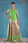 Green Golden Aster Pattu Pavadai For Girls !!!