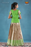 Green Golden Aster Pattu Pavadai For Girls !!!