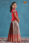 Red Golden Aster Pattu Pavadai For Girls !!!