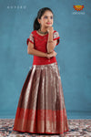 Red Golden Aster Pattu Pavadai For Girls !!!