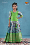 Blue Tissue Kalamkari Pattu Pavadai !!!