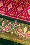 Red Pochampally Silk Pattu Pavadai Unstitched Material For Kids !!!