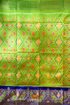 Green Pochampally Silk Pattu Pavadai Unstitched Material For Kids !!!