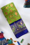 Green Pochampally Silk Pattu Pavadai Unstitched Material For Kids !!!