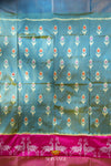 Ramar Green Pochampally Silk Pattu Pavadai Unstitched Material For Kids !!!