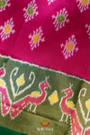 Red Pochampally Silk Pattu Pavadai Unstitched Material For Kids !!!